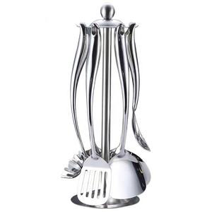 Ensemble de 7 ustensiles de <span class=keywords><strong>cuisine</strong></span> antiadhésifs personnalisés en acier inoxydable, ustensiles de <span class=keywords><strong>cuisine</strong></span>, vaisselle avec support - Product Image 1