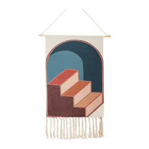 พรมแขวนผนังลายเรขาคณิตทอมือสุดพิเศษ ตกแต่งสไตล์นอร์ดิก ผ้าใบแขวนตกแต่งพื้นหลัง - Product Image 5