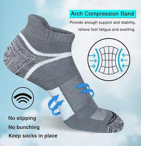 Calcetines tobilleros acolchados atléticos para hombre, calcetín para correr antiampollas que absorbe la humedad, logotipo personalizado - Product Image 5