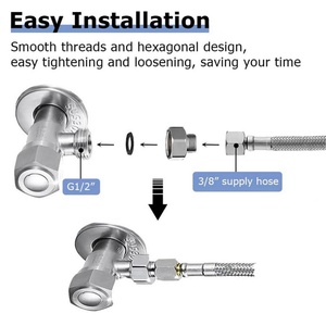 Raccord de tuyauterie 1/2 femelle vers 3/8 mâle en laiton, adaptateur de tuyau d'eau, adaptateur de compression pour robinet - Product Image 3