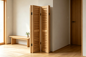 Separador de Habitaciones Plegable de Madera, 4 Paneles, Hecho a Mano, Estilo Zen Asiático, Estructura de Marco Opaco Plegable, Marca EFS Binh Duong - Product Image 3