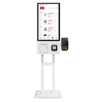Kios Pembayaran Kartu QR NFC Layar Sentuh 21.5/27/32 inci untuk Restoran, dengan 10 Titik Sentuh, Full HD, SDK, Casing Logam untuk Penggunaan Bisnis