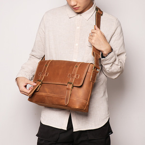 Bolso de cuero genuino para hombre, bolso cruzado de cuero, bolso de cartero de cuero Crazy Horse - Product Image 3