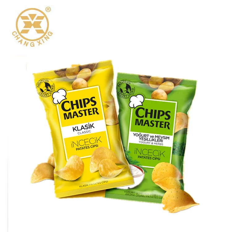 Bolsas de Chips personalizadas de grado alimenticio, embalaje de patatas fritas, impresión personalizada, película para snacks