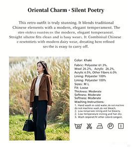 <span class=keywords><strong>Blazer</strong></span> Corto Vintage para <span class=keywords><strong>Mujer</strong></span> con Bordado Folclórico, Solapa y Bolsillos Grandes, <span class=keywords><strong>Chaqueta</strong></span> Corta Oversize de Otoño - Product Image 4
