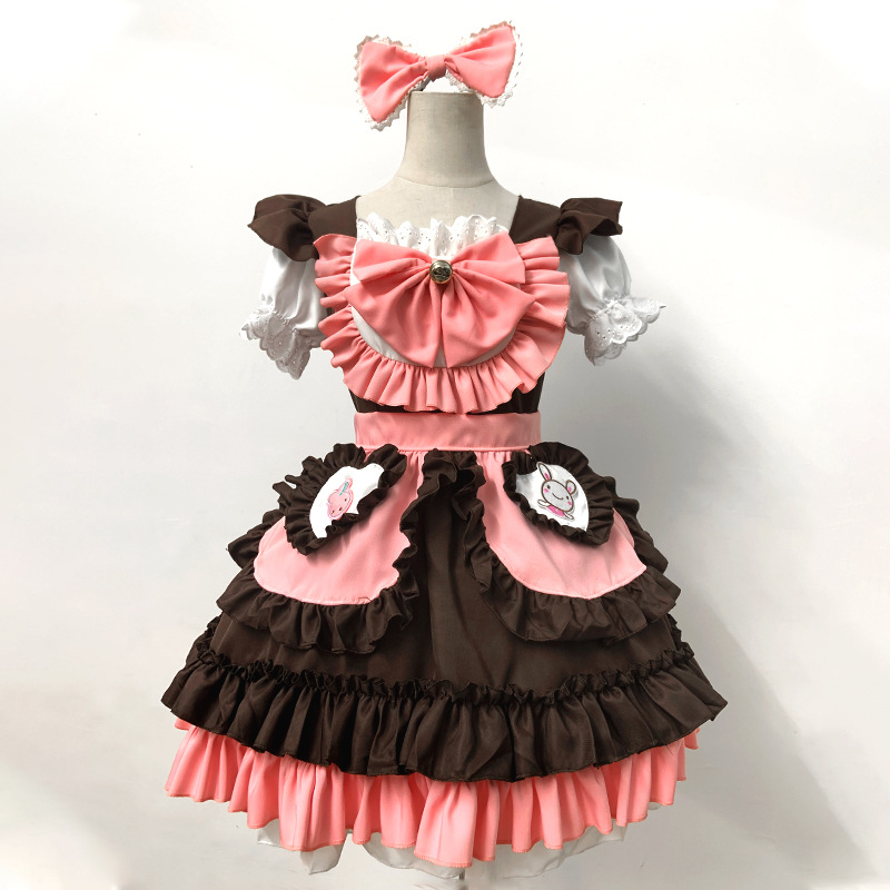 892 Pink [Skirt + apron + bow + tiara]