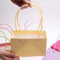 Tas Kertas Kraft Berwarna Tahan Air Macaron, Tas Bunga Lipat