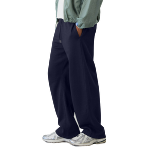 Pantalon de jogging streetwear en polyester bleu marine délavé style vintage pour homme avec plis sur le devant et cordon de serrage personnalisable - Product Image 1