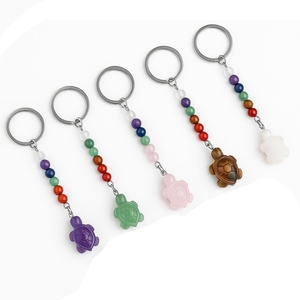 Neuer Modischer Schildkrötenförmiger Kristall-Edelstein-Anhänger 7 Chakra Kette Schlüsselanhänger Handwerk Unisex Schmuck Party Taschendekoration Geschenk - Product Image 4