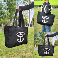 Sac Fourre-Tout en Toile de Coton Réutilisable et Bio avec Logo Personnalisé, Écologique, Fermeture Éclair, Grande Taille, Idéal pour Week-end, Fête, Sport, Femme, Sacs de Courses Imprimés