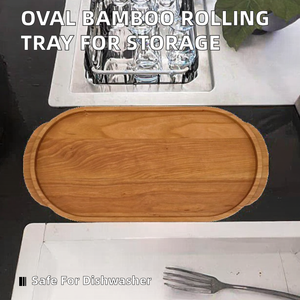 Bandeja de Servir Ovalada de Bambú Elegante de Grado Comercial para Accesorios, Almacenamiento Personalizado de Pre-Rolls, Acabado Pulido, Apta para Lavavajillas - Product Image 2