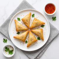 Al por mayor Dumplings de camarones triangulares congelados, fritos crujientes, Dim Sum de marisco, aperitivo congelado de fritura rápida para suministro a restaurantes