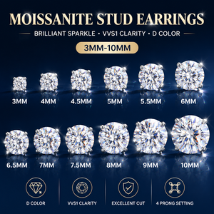 Boucles d'oreilles clous en moissanite taille brillant ronde de 3mm-10mm avec fermoir à vis en argent sterling 925, luxe unisexe pour hommes et femmes Alice - Product Image 1