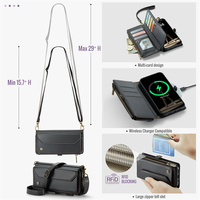 Étui de luxe en cuir à rabat avec porte-cartes multiples et pochette zippée pour iPhone 17 Air 12 13 14 15 16 18 Pro Max