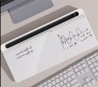 Tableau blanc interactif de bureau Tableau effaçable à sec en verre trempé avec clavier pour listes de tâches Tablette d'ordinateur effaçable à sec