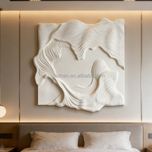 Arte Murale 3D Astratta in Legno, Dipinto a Rilievo in MDF e Arenaria Fatto a Mano, Decorazione Moderna per Casa, Soggiorno, Hotel - Product Image 3