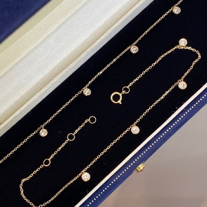 Aazuo Pulsera de oro de 18 quilates con diamantes naturales de 0,35 quilates, corte brillante redondo, minimalista, para niñas y niños, uso diario, joyería fina - Product Image 3