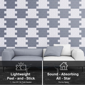 Paneles decorativos de ladrillo acústico autoadhesivo de <span class=keywords><strong>Luna</strong></span> y gris plateado, bloqueador de ruido, azulejos de pared de fieltro para el hogar, oficina y sala de juegos - Product Image 4