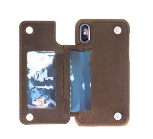 Personnalisé Étui Mobile Détachable bi-fold Portefeuille Mobile En Cuir Véritable Couverture de Téléphone MCR-0124