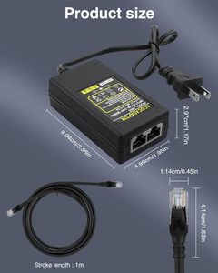 Inyector PoE 802.3at 802.3Af de 48V 0.5A, Adaptador de Corriente RJ45, Pantalla IP Gigabit Ethernet 10/100/1000Mbps, Pasivo DC 12V2A - Product Image 5