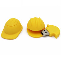 Gorra de ingeniería personalizada 64G PVC U Disk USB 2,0 Animal personalizado casco forma Usb Pendrive fuego promocional USb Flash Drive