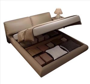 New Nữ Hoàng Kích Thước lưng-Bao Da Tùy Chỉnh Da Đầu Giường Vua Bộ Đồ Giường Khung Hiện Đại Lưu Trữ Giường Đôi Với Lưu Trữ Trong 2025 - Product Image 6