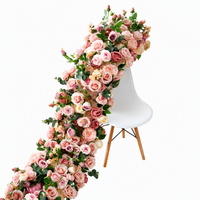 Dusk Charm Red Pink Artificial Peony Hydrangea Rose Arch Flower Runner Table Row Cloth Silk Fabric for Thanksgiving Lead Decor