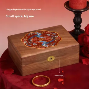 Caja <span class=keywords><strong>de</strong></span> Joyería <span class=keywords><strong>de</strong></span> Nogal Estilo Chino Pintada a Mano, Doble Luan, <span class=keywords><strong>para</strong></span> Novia, Regalo <span class=keywords><strong>para</strong></span> Recién Casada - Product Image 2