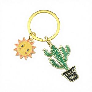 Porte-clés en émail mignon en forme de cactus soleil 'Allez-moi chercher' – Cadeau pour les amoureuses des plantes et des fleurs, pour femmes et filles - Product Image 1