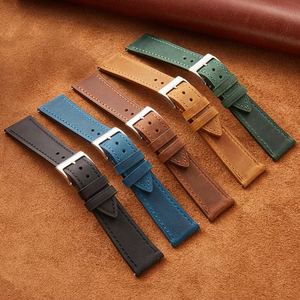 <span class=keywords><strong>Cinturino</strong></span> in vera pelle di lusso 18-24mm in pelle di cavallo pazzo <span class=keywords><strong>Vintage</strong></span> cinturini per orologi da uomo e da donna a rilascio rapido - Product Image 1