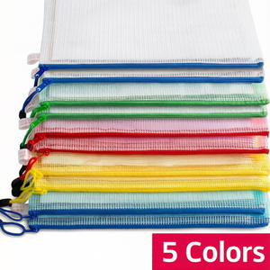 Waterproof PVC Grid Zipper Mesh <b>Document</b> <b>Bag</b> Durable School Office Supplies File <b>Bag</b> with Secure Zipper Design - Product Image 2
