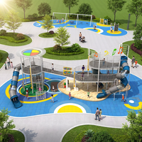 Équipement de terrain de jeu extérieur en métal robuste pour enfants, ensemble de jeux de parc extérieur commercial
