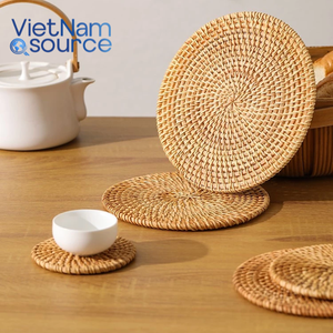 Handmade 100% Vietnamese Rattan Coasters High-End Disposable <b>Drink</b> <b>Holders</b> for Coffee Shop Decoration Directly Sourced Vietnam - Product Image 2