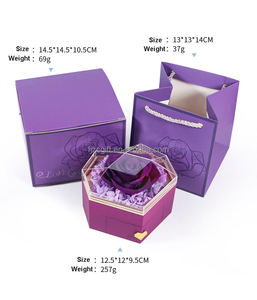 Caja de regalo acrílica de flores eternas de 5 colores hecha a mano de alta calidad, caja de papel de rosa de belleza preservada para juegos de anillos de collar - Product Image 3