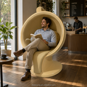 Sillón de fibra de vidrio con forma de taza de café Y076, con cojín de cuero acolchado, silla decorativa creativa para decoración de cafeterías. - Product Image 3
