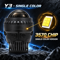YHKOMS Y3 Lentille de projecteur antibrouillard Bi-LED tricolore 3 pouces IP68, mise à niveau faisceau haut/bas pour l'éclairage automobile