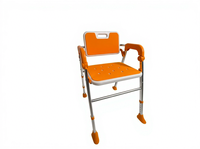 Chaise de douche pliante en aluminium robuste de 150 kg avec accoudoirs, dossier réglable en hauteur, pieds antidérapants en TPE pour personnes âgées, bain médical