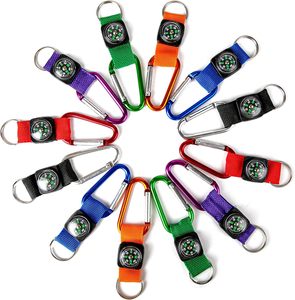 Chất lượng cao la bàn Keychain tùy chỉnh Carabiner với Laser khắc logo ngoài trời ngắn Carabiner dây buộc với la bàn - Product Image 2