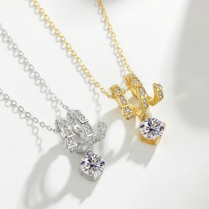 Certificato di GRA nuova collana con ciondolo a catena in Moissanite placcato in <span class=keywords><strong>oro</strong></span> in argento <span class=keywords><strong>925</strong></span> da donna - Product Image 2