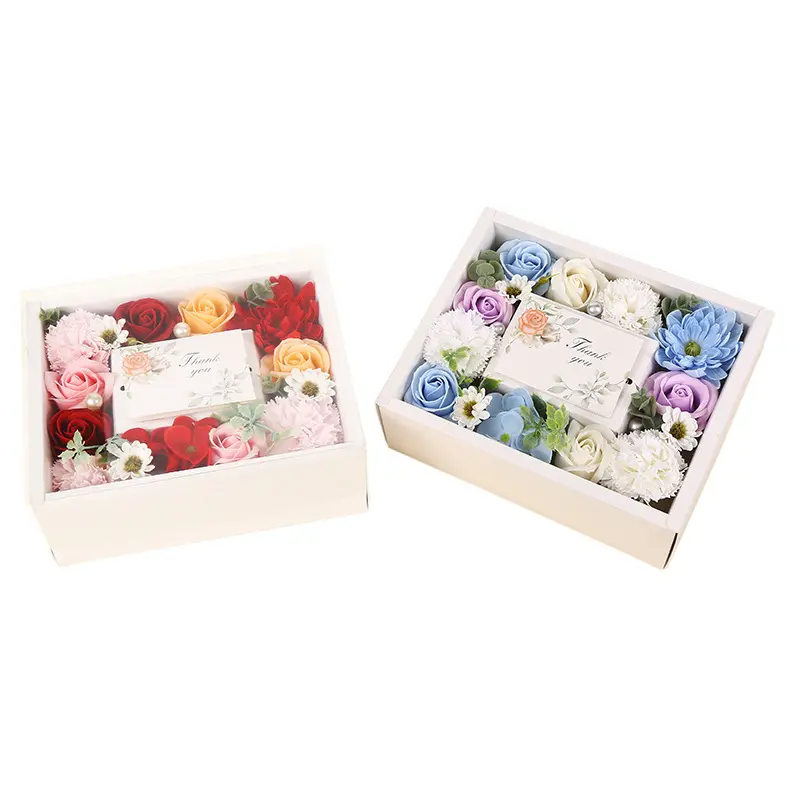 Q150 Wholesale Wedding Gift Set Real Natural Preserved Flowers Diy Rose Soap Flower Valentine'S Day Gift