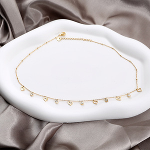 Collar de Acero de Titanio con Corazón Hueco y Circonita para Mujer, Joyería de Moda Elegante y de Lujo para Regalo de Cumpleaños - Product Image 1