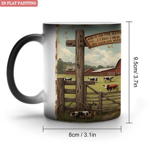 แก้วกาแฟเซรามิกเปลี่ยนสีได้ ขนาด 11 ออนซ์ สีดำด้าน ลายภาพชนบท - Product Image 1