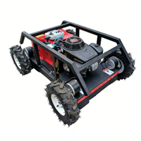 Mesin Pemotong Rumput Robot Mini Portabel Dikendalikan Jarak Jauh, Mesin Pemotong Rumput dan Gulma Otomatis Beroda Kecil dengan Pisau Putar 180