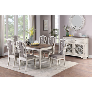 Juego de 2 Sillas de Comedor DB en Blanco Antiguo, Tapizadas en PU Gris con Respaldo Acolchado, Diseño para Comedor - Product Image 4