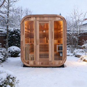 Sauna Tradicional de Vapor para 4-6 Personas, Sauna Cuadrada de Cedro Rojo con Diseño de Patchwork - Product Image 2