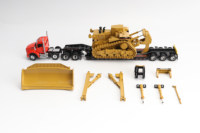 Camión de Plataforma Kenworth T880 a Escala 1:50 de Alta Calidad para Transporte de Piezas de Excavadora y Vehículos de Construcción D11R
