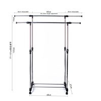 Séchoir à linge pliable et rétractable en acier inoxydable à tige unique pour sol intérieur