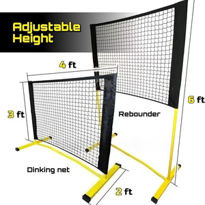 3 in 1 Pickleball Badminton Tennis Net, ตาข่ายกีฬาหลายประเภทพกพา, ปรับความสูงได้พร้อมเสาสำหรับครอบครัวกลางแจ้ง - Product Image 2