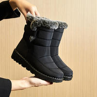 Bottes de neige mi-mollet pour femme, fermeture Velcro en fourrure, imperméables, semelle extérieure en caoutchouc antidérapante, doublure synthétique en fausse fourrure, bottes d'hiver chaudes