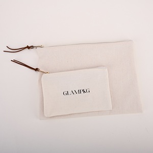 GLAMPKG Premium Off-<b>white</b> Canvas <b>Small</b> Storage <b>Bag</b> with Gold Zipper Personalized Gift Packaging Pouch for Jewelry & Accessories - Product Image 2